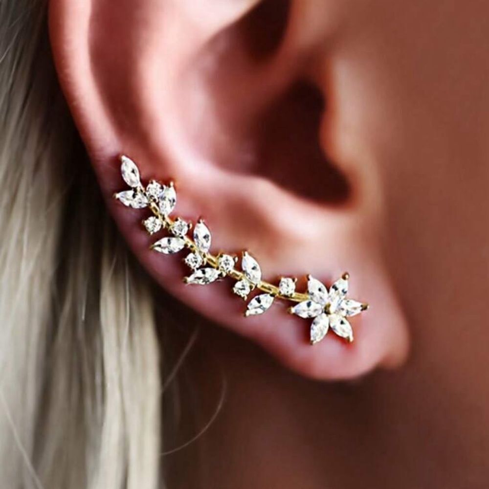 Crystal flower threader earrings #269